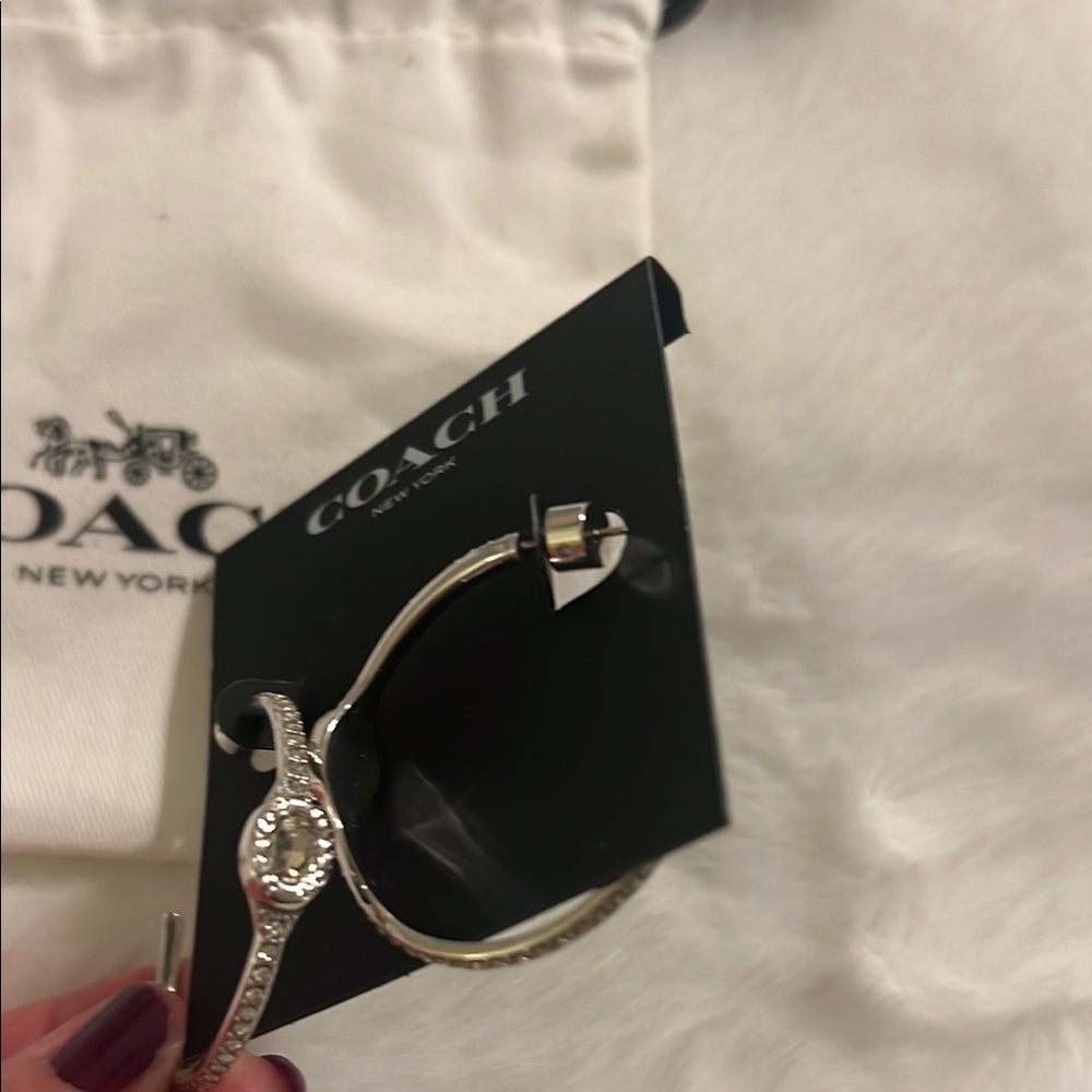 Coach Silver Women's hoop earring with Dust Bag - Picture 2 of 6